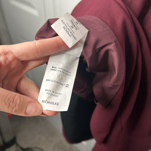 Nicholas Burgundy Lace Bra V-Neck Sleeveless Midi Dress Women's Size 4 - Picture 8 of 10